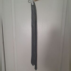 Kailong Hand-Made Men's Black and White Patterned Tie